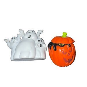 VTG Hallmark Heartline Merry Miniatures Pumpkin Peeking Spider & Ghosts Figures